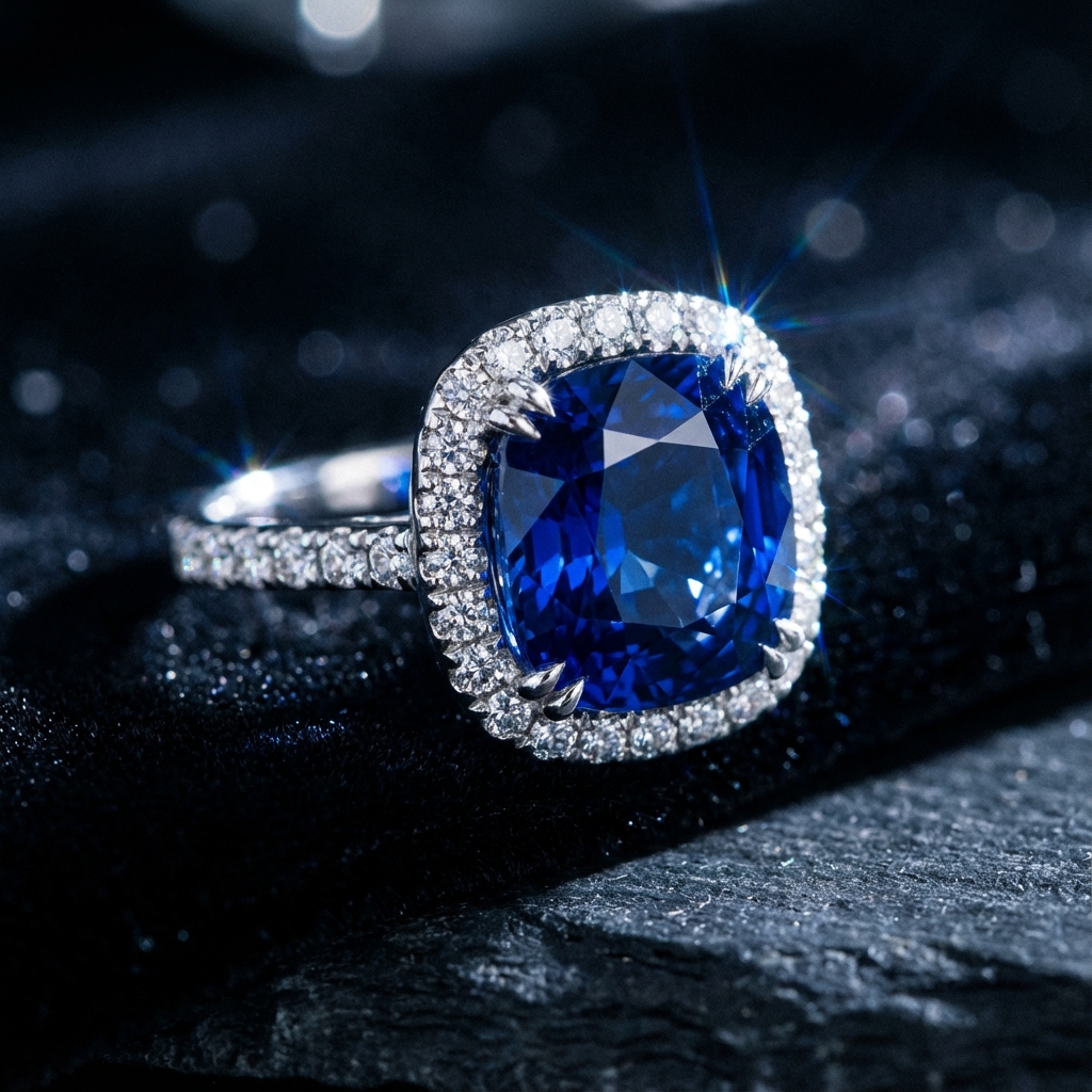 Joia de luxo com detalhes em azul